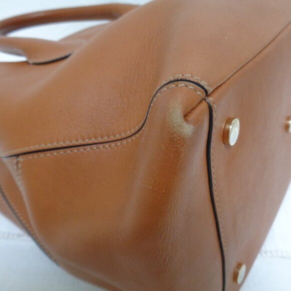 ASPINAL of LONDON 11.5" midi Tote Bag Smooth Tan Leather - Picture 10 of 12